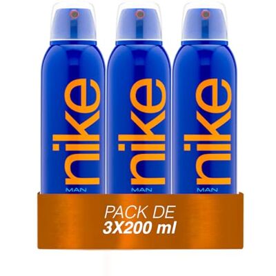 Nike Indigo pacote de 3 x 200 ml, desodorizante homem em spray, desodorizante antimanchas para todos os tipos de pele, 0% sais de alumínio, de longa duração, fragrância fruta madeirada Nike Indigo pacote de 3 x 200 ml, desodorizante homem em spray, desodorizante antimanchas para todos os tipos de pele, 0% sais de alumínio, de longa duração, fragrância fruta madeirada