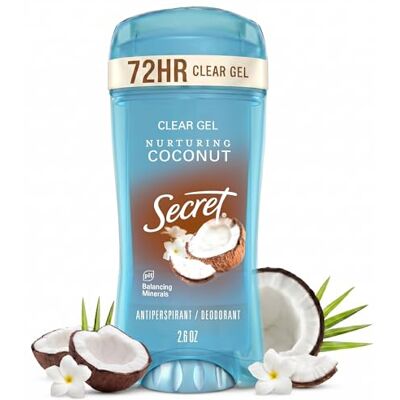 Secret Fresh gel antitranspirante e desodorizante transparente para mulher, aroma de coco, 2,4 onças Secret Fresh gel antitranspirante e desodorizante transparente para mulher, aroma de coco, 2,4 onças