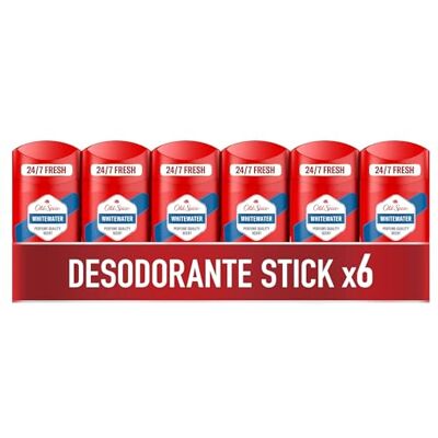 Old Spice Whitewater Desodorante en Barra para Hombre Sin Aluminio, 6x50ml Frescura por 24 horas, fragrância duradoura, proteção contra o mau odor, invisível em roupas brancas e pretas Old Spice Whitewater Desodorante en Barra para Hombre Sin Aluminio, 6x50ml Frescura por 24 horas, fragrância duradoura, proteção contra o mau odor, invisível em roupas brancas e pretas