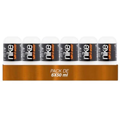 Nike Sun & Wood Pack de 6 x 50 ml, desodorizante homem Roll-On, desodorizante antimanchas para pele sensível, 0% álcool e 0% sais de alumínio, de longa duração, fragrância madeirada fruta âmbar Nike Sun & Wood Pack de 6 x 50 ml, desodorizante homem Roll-On, desodorizante antimanchas para pele sensível, 0% álcool e 0% sais de alumínio, de longa duração, fragrância madeirada fruta âmbar
