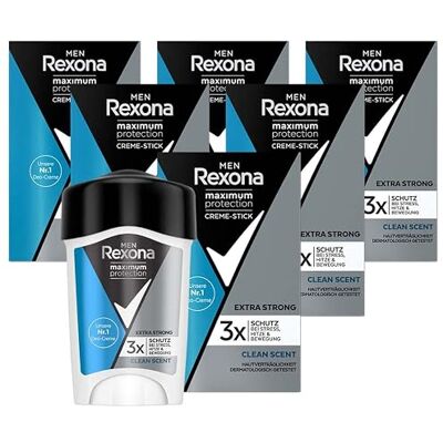 Rexona Men Maximum Protection desodorizante antitranspirante com 48 horas de proteção contra transpiração intensa e odor corporal, 45 ml, 6 unidades Rexona Men Maximum Protection desodorizante antitranspirante com 48 horas de proteção contra transpiração intensa e odor corporal, 45 ml, 6 unidades
