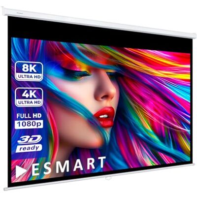 ESMART Profissional MIROLO Tela manual de 223 cm, imagem 203 x 114 cm (92") 16:9 Tela de projeção de projetor de cinema em casa, ecrã de rolo LCD LED ESMART Profissional MIROLO Tela manual de 223 cm, imagem 203 x 114 cm (92") 16:9 Tela de projeção de projetor de cinema em casa, ecrã de rolo LCD LED