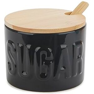 Balvi Açucareiro Sugar cor preta recipiente elegante para armazenar açúcar cerâmica/bambu 7,4 x 9,5 x 9, Balvi Açucareiro Sugar cor preta recipiente elegante para armazenar açúcar cerâmica/bambu 7,4 x 9,5 x 9,