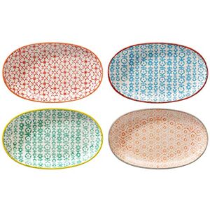 BLOOMINGVILLE Prato para servir Carla Express oval de cores L 21,5 x W 13 cm, vermelho azul verde laranja, cerâmica, conjunto de 4 BLOOMINGVILLE Prato para servir Carla Express oval de cores L 21,5 x W 13 cm, vermelho azul verde laranja, cerâmica, conjunto de 4