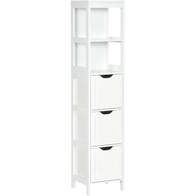 HOMCOM Armario Alto de Baño Estrecho con 3 Cajones 30x30x141,6 cm Blanco 2 prateleiras abertas, coluna de casa de banho, estilo moderno, para sala de estar casa de banho cozinha, espaço pequeno HOMCOM Armario Alto de Baño Estrecho con 3 Cajones 30x30x141,6 cm Blanco 2 prateleiras abertas, coluna de casa de banho, estilo moderno, para sala de estar casa de banho cozinha, espaço pequeno