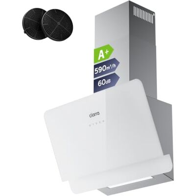 CIARRA CBCS6765C Classe A sino extrator 60 cm 580 m³/h branco 3 velocidades modo de reciclagem ou evacuação filtro de carbono CBCF055 incluído controlo tátil painel de vidro CIARRA CBCS6765C Classe A sino extrator 60 cm 580 m³/h branco 3 velocidades modo de reciclagem ou evacuação filtro de carbono CBCF055 incluído controlo tátil painel de vidro
