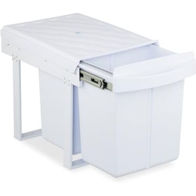 Relaxdays Caixote do lixo da cozinha, 2 compartimentos, 2 x 20 l, 41,3 x 34 x 51,8 cm, removível, caixote do lixo lava-loiça, branco Relaxdays Caixote do lixo da cozinha, 2 compartimentos, 2 x 20 l, 41,3 x 34 x 51,8 cm, removível, caixote do lixo lava-loiça, branco