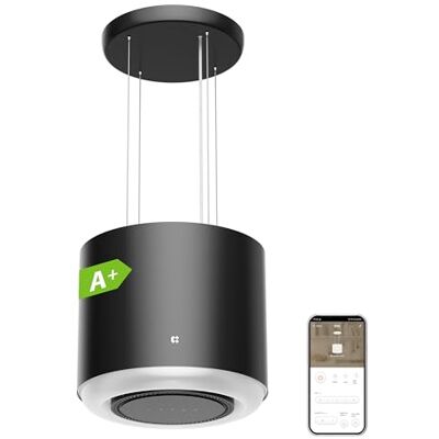 CIARRA CBCB4838 Sino extrator de ilha 565 m³/h controlo tátil e WiFi Inteligente A preto 4 velocidades modo intensivo (Booster), sino de ilha estilo candeeiro suspenso CIARRA CBCB4838 Sino extrator de ilha 565 m³/h controlo tátil e WiFi Inteligente A preto 4 velocidades modo intensivo (Booster), sino de ilha estilo candeeiro suspenso
