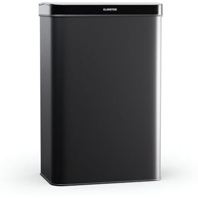 KLARSTEIN Caixote do lixo da cozinha, 50 l caixote do lixo com sensor sem contacto, fecho suave, aço inoxidável preto mate, abertura automática e manual, ideal para casa e escritório KLARSTEIN Caixote do lixo da cozinha, 50 l caixote do lixo com sensor sem contacto, fecho suave, aço inoxidável preto mate, abertura automática e manual, ideal para casa e escritório