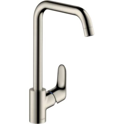 Hansgrohe Torneira de cozinha Focus com cano giratório de 110º, 150º e 360º, aço inoxidável Hansgrohe Torneira de cozinha Focus com cano giratório de 110º, 150º e 360º, aço inoxidável