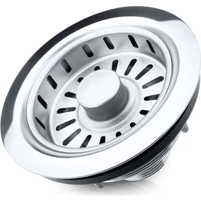 Bächlein Conjunto de drenagem para lava-loiças, diâmetro de 114 mm, dispositivo de clique agora também para lava-louças da cozinha, drenagem de aço inoxidável polido com desbastador Bächlein Conjunto de drenagem para lava-loiças, diâmetro de 114 mm, dispositivo de clique agora também para lava-louças da cozinha, drenagem de aço inoxidável polido com desbastador