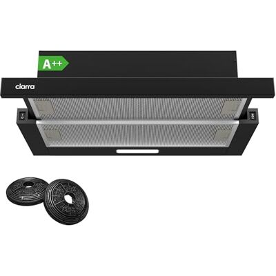 CIARRA CBCB6906D Sino extrator telescópico cozinha 60 cm 391 m³/h preto 2 níveis de iluminação LED filtro de carbono CBCF002X2 preto sino de lareira de cozinha CIARRA CBCB6906D Sino extrator telescópico cozinha 60 cm 391 m³/h preto 2 níveis de iluminação LED filtro de carbono CBCF002X2 preto sino de lareira de cozinha