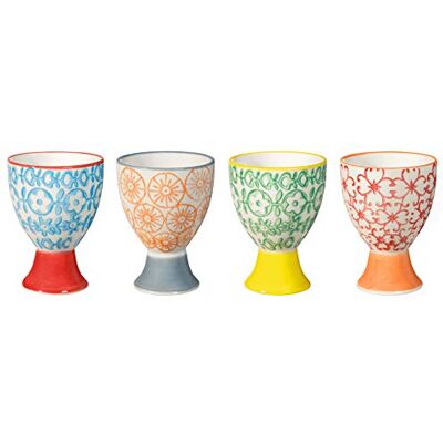 BLOOMINGVILLE Portadores de ovos Carla Express Overa, suporte de ovos Ø 5 x H 7 cm, vermelho azul verde laranja, cerâmica, conjunto de 4 BLOOMINGVILLE Portadores de ovos Carla Express Overa, suporte de ovos Ø 5 x H 7 cm, vermelho azul verde laranja, cerâmica, conjunto de 4