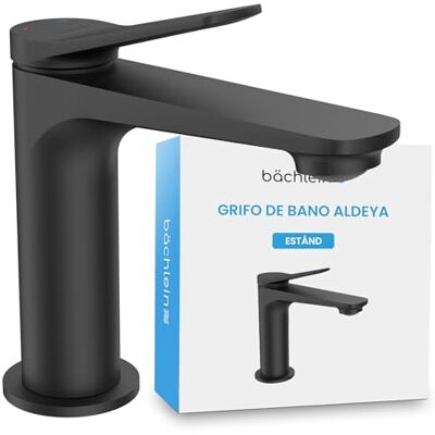 Bächlein Torneira de casa de banho Aldeya em design moderno, monocomando com cartucho de cerâmica durável e kit de montagem, torneira de casa de banho preta mate Bächlein Torneira de casa de banho Aldeya em design moderno, monocomando com cartucho de cerâmica durável e kit de montagem, torneira de casa de banho preta mate