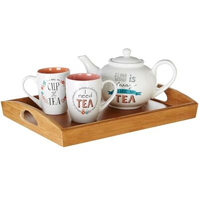 Premier Housewares Bandeja retangular com alças (bambu), cor de madeira Premier Housewares Bandeja retangular com alças (bambu), cor de madeira