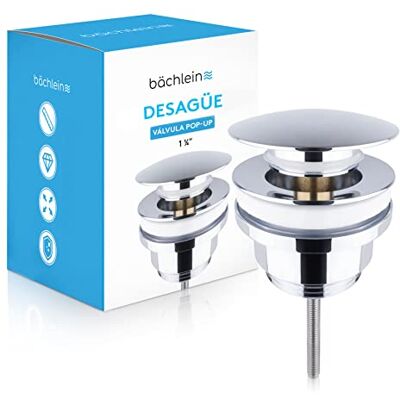 Bächlein Dreno Universal com & sem Ladrão (Poupança de Espaço) para Lavatório & Lavatório Válvula Pop Up Automática Cromada incl. 3 Juntas para Todos os Tipos de Lavatórios Instalação com Bächlein Dreno Universal com & sem Ladrão (Poupança de Espaço) para Lavatório & Lavatório Válvula Pop Up Automática Cromada incl. 3 Juntas para Todos os Tipos de Lavatórios Instalação com