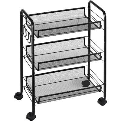 HOMCOM Carrinho auxiliar com rodas porta-legumes cozinha 45 x 26,5 x 63 cm 3 níveis, carrinho com 4 ganchos, carga 9 kg, para sala de jantar, sala de estar, casa de banho HOMCOM Carrinho auxiliar com rodas porta-legumes cozinha 45 x 26,5 x 63 cm 3 níveis, carrinho com 4 ganchos, carga 9 kg, para sala de jantar, sala de estar, casa de banho