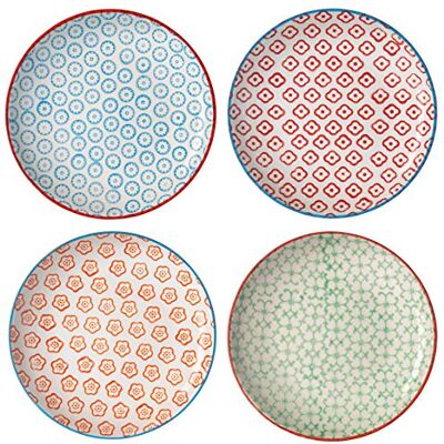 BLOOMINGVILLE Pratos com motivo Emma de cores ø 16 cm, verde azul vermelho laranja, cerâmica, conjunto de 4 BLOOMINGVILLE Pratos com motivo Emma de cores ø 16 cm, verde azul vermelho laranja, cerâmica, conjunto de 4
