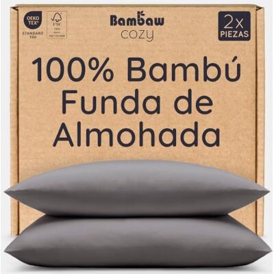 Bambaw Fronha Almofada 40x80 cm Bambu, Pack de 2, Fronha Almofada Anticalor, Fronhas Frio para Verão e Inverno, Fronhas Termorreguladoras Sustentáveis, Fronhas Bambu Suave (Cinza Escuro) Bambaw Fronha Almofada 40x80 cm Bambu, Pack de 2, Fronha Almofada Anticalor, Fronhas Frio para Verão e Inverno, Fronhas Termorreguladoras Sustentáveis, Fronhas Bambu Suave (Cinza Escuro)