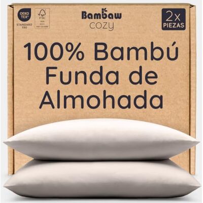 Bambaw Fronha de Almofada Bambu 40x60 cm, Pack de 2, Fronha de Almofada Bambu Anti-ácaros, Roupa de Cama Termorreguladora de Bambu, Roupa de Cama Fresca para Verão e Inverno, Certificado Oeko-Tex Bambaw Fronha de Almofada Bambu 40x60 cm, Pack de 2, Fronha de Almofada Bambu Anti-ácaros, Roupa de Cama Termorreguladora de Bambu, Roupa de Cama Fresca para Verão e Inverno, Certificado Oeko-Tex