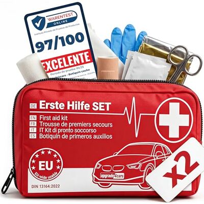 Upgrade4cars 2 x kit de primeiros socorros para carro 2026 DIN 13164 Bolsa de ligaduras também para casa e viagens, acessório prático para o veículo verão e inverno Upgrade4cars 2 x kit de primeiros socorros para carro 2026 DIN 13164 Bolsa de ligaduras também para casa e viagens, acessório prático para o veículo verão e inverno
