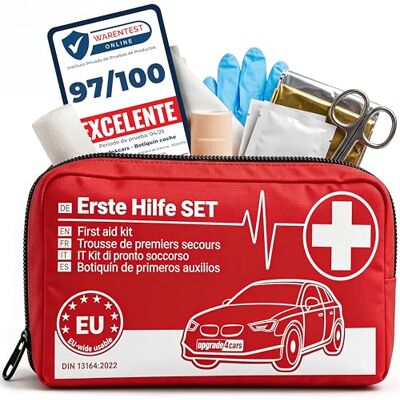 Upgrade4cars Kit de primeiros socorros para carro 2026 DIN 13164 Set Bolsa de ligaduras também para casa e viagens, acessório prático para o veículo verão e inverno Upgrade4cars Kit de primeiros socorros para carro 2026 DIN 13164 Set Bolsa de ligaduras também para casa e viagens, acessório prático para o veículo verão e inverno