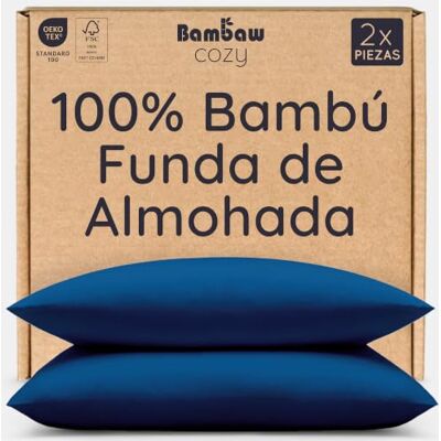 Bambaw Capa de Almofada 60x40 cm Bambu, Pack de 2, Capa de Almofada Transpirável de Bambu, Capa Anti-Ácaros, Termorreguladora e Macia, Roupa de Cama Fria para Verão e Inverno (Azul Marinho) Bambaw Capa de Almofada 60x40 cm Bambu, Pack de 2, Capa de Almofada Transpirável de Bambu, Capa Anti-Ácaros, Termorreguladora e Macia, Roupa de Cama Fria para Verão e Inverno (Azul Marinho)