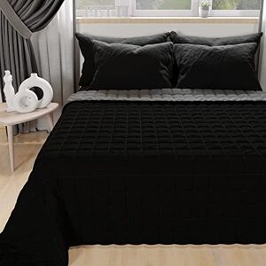 PETTI ARTIGIANI ITALIANI Colcha dupla reversível, 240 x 260 cm em microfibra, cobertura para cama de primavera de casal, edredão reversível 2 pessoas, preto cinzento, 100% fabricado na Itália PETTI ARTIGIANI ITALIANI Colcha dupla reversível, 240 x 260 cm em microfibra, cobertura para cama de primavera de casal, edredão reversível 2 pessoas, preto cinzento, 100% fabricado na Itália