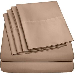 Sweet Home Collection Conjunto de lençóis, 4 peças, 1500 fios, qualidade egípcia, lençol de baixo com cantos amplos, castanho topo, casal duplo Sweet Home Collection Conjunto de lençóis, 4 peças, 1500 fios, qualidade egípcia, lençol de baixo com cantos amplos, castanho topo, casal duplo