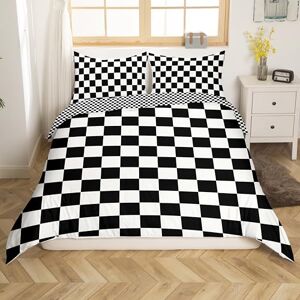 Loussiesd Buffalo Check moderno preto branco xadrez capa de edredão individual crianças homens macio reversível Gingham edredão capa de casa rural nórdico padrão de grade quarto colcha Loussiesd Buffalo Check moderno preto branco xadrez capa de edredão individual crianças homens macio reversível Gingham edredão capa de casa rural nórdico padrão de grade quarto colcha