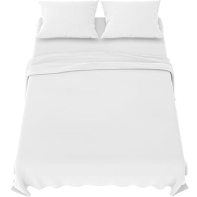 Dreamzie , Conjunto de lençóis para cama 140 Conjunto de lençóis de 4 peças Lençol de baixo ajustável Lençol de cima 2 fronhas de almofada 65x65 (Cama 140-140x190/200 cm, Branco) Dreamzie , Conjunto de lençóis para cama 140 Conjunto de lençóis de 4 peças Lençol de baixo ajustável Lençol de cima 2 fronhas de almofada 65x65 (Cama 140-140x190/200 cm, Branco)
