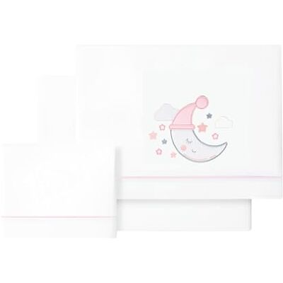 various Conjunto de lençóis para berço para bebé, 60 x 120 cm, 100% algodão extra suave, inclui baixo ajustável, bancada e fronha de almofada, roupa de cama infantil respirável lua cor BCO/rosa various Conjunto de lençóis para berço para bebé, 60 x 120 cm, 100% algodão extra suave, inclui baixo ajustável, bancada e fronha de almofada, roupa de cama infantil respirável lua cor BCO/rosa