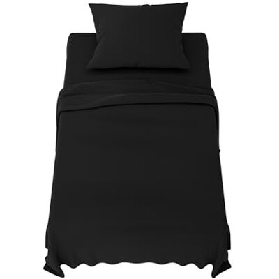 Dreamzie , Jogo de Lençóis para Cama 90 Conjunto de Lençóis 3 Peças Lençol de Baixo Ajustável Lençol de Cima 1 Fronha de Almofada 65x65 (Cama 90-90x190/200 cm, Preto) Dreamzie , Jogo de Lençóis para Cama 90 Conjunto de Lençóis 3 Peças Lençol de Baixo Ajustável Lençol de Cima 1 Fronha de Almofada 65x65 (Cama 90-90x190/200 cm, Preto)