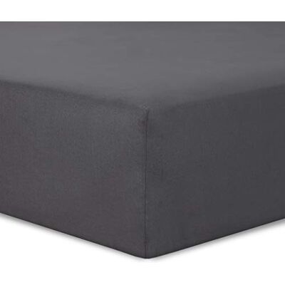 Vision Lençol-capa em camisola, 90 x 190/200 cm, cor: antracite, 100 % algodão, elástico em toda a volta, gorro de 30 cm Vision Lençol-capa em camisola, 90 x 190/200 cm, cor: antracite, 100 % algodão, elástico em toda a volta, gorro de 30 cm