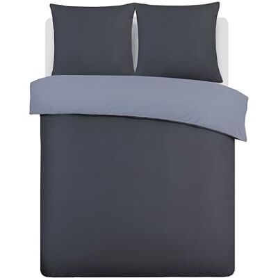 Vision Conjunto de cama reversível 100% algodão, cinzento antracite, cama de casal (155 x 220 cm), inclui capa nórdica e 2 fronhas de almofada (80 x 80 cm) – 57 fios, suave e confortável, C. Certificado Oe. Ko-Tex Vision Conjunto de cama reversível 100% algodão, cinzento antracite, cama de casal (155 x 220 cm), inclui capa nórdica e 2 fronhas de almofada (80 x 80 cm) – 57 fios, suave e confortável, C. Certificado Oe. Ko-Tex