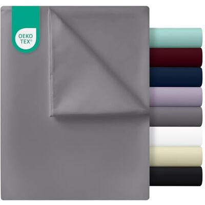 Utopia Bedding Lençol liso sem elástico Cama 150-266 x 259 cm Certificado Oeko-Tex Poliéster escovado macio Microfibra Lençol liso Cinza Utopia Bedding Lençol liso sem elástico Cama 150-266 x 259 cm Certificado Oeko-Tex Poliéster escovado macio Microfibra Lençol liso Cinza