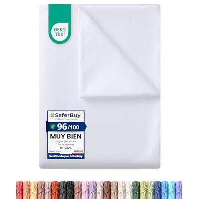 Utopia Bedding Lençol plano sem elástico, cama de 90 a 167 x 243 cm, certificado Oeko-Tex poliéster escovado macio microfibra, lençol plano branco Utopia Bedding Lençol plano sem elástico, cama de 90 a 167 x 243 cm, certificado Oeko-Tex poliéster escovado macio microfibra, lençol plano branco