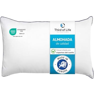 Third of Life Almofada Ergonómica Premium 60 x 70, Fibra Oca Duo, Lavável, Respirável, Regula o Calor, Fabricada na UE Third of Life Almofada Ergonómica Premium 60 x 70, Fibra Oca Duo, Lavável, Respirável, Regula o Calor, Fabricada na UE