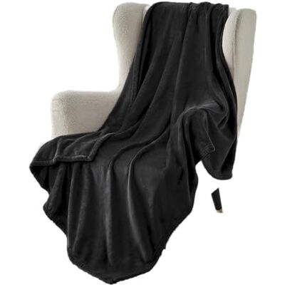 Bedsure Cobertor de peluche macio e polar quente e macio para inverno, sofá XL, sala de estar 150 x 200 cm, preto Bedsure Cobertor de peluche macio e polar quente e macio para inverno, sofá XL, sala de estar 150 x 200 cm, preto