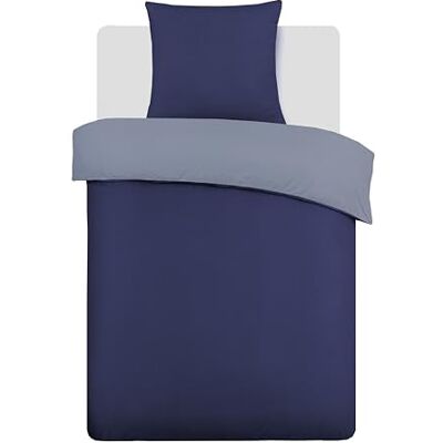 Vision Conjunto de cama reversível 100 % algodão, azul cinzento, cama de solteiro (135 x 200 cm), inclui capa nórdica e almofada (80 x 80 cm), 57 fios, macio e confortável, certificado Oekoko. Tex Vision Conjunto de cama reversível 100 % algodão, azul cinzento, cama de solteiro (135 x 200 cm), inclui capa nórdica e almofada (80 x 80 cm), 57 fios, macio e confortável, certificado Oekoko. Tex