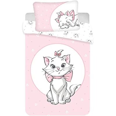 JFabrics Disney Aristogats Conjunto de edredão e almofada para berço de bebé, cor rosa claro, conjunto de roupa de cama para meninas, com incrível gato Marie JFabrics Disney Aristogats Conjunto de edredão e almofada para berço de bebé, cor rosa claro, conjunto de roupa de cama para meninas, com incrível gato Marie