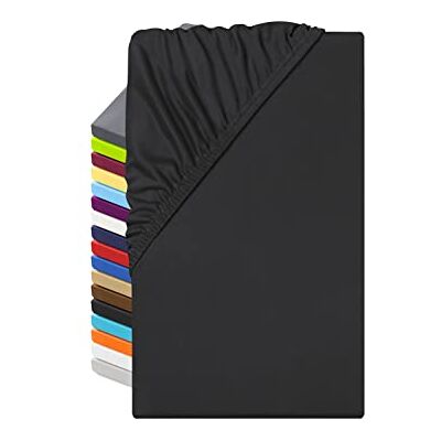 npluseins Lençol-capa 120x200, lençóis de microfibra respirável e adequado para pessoas alérgicas, ajustável, 1519. preto npluseins Lençol-capa 120x200, lençóis de microfibra respirável e adequado para pessoas alérgicas, ajustável, 1519. preto