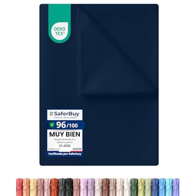 Utopia Bedding Lençol-bancada, cama de 135 a 225 x 255 cm, certificado Oeko-Tex, poliéster escovado macio microfibra lençol plano sem elástico (azul-marinho) Utopia Bedding Lençol-bancada, cama de 135 a 225 x 255 cm, certificado Oeko-Tex, poliéster escovado macio microfibra lençol plano sem elástico (azul-marinho)