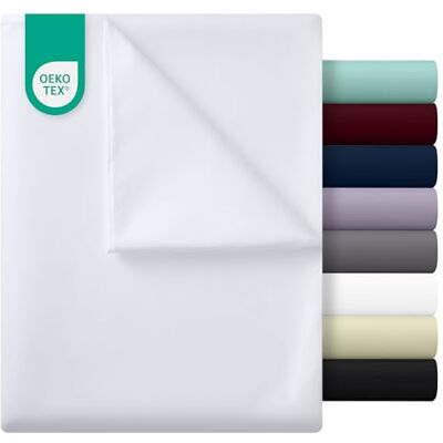 Utopia Bedding Lençol plano sem elástico, cama de 135 a 225 x 255 cm, certificado Oeko-Tex poliéster escovado macio microfibra, lençol plano branco Utopia Bedding Lençol plano sem elástico, cama de 135 a 225 x 255 cm, certificado Oeko-Tex poliéster escovado macio microfibra, lençol plano branco