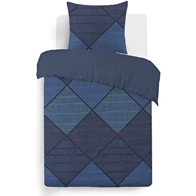 Vision Conjunto de cama 100 % algodão Harold azul para cama de solteiro (140 x 200 cm), capa nórdica e 1 fronha de almofada (65 x 65 cm) – 57 fios, macio e confortável, certificado Vision Conjunto de cama 100 % algodão Harold azul para cama de solteiro (140 x 200 cm), capa nórdica e 1 fronha de almofada (65 x 65 cm) – 57 fios, macio e confortável, certificado