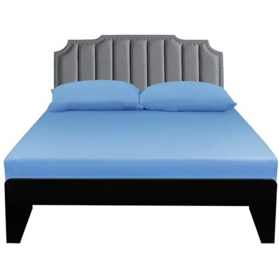 Lirex Lençol-capa 180 x 200 cm, 100% algodão, 300 fios, lençol de baixo macio, respirável, azul-celeste Lirex Lençol-capa 180 x 200 cm, 100% algodão, 300 fios, lençol de baixo macio, respirável, azul-celeste