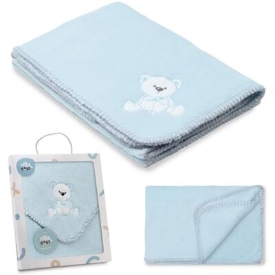 Interbaby Cobertor bebé recém-nascido Extra macio bordado urso leve, confortável, quente manta de meses de bebé 80 x 110 cm, unissexo, para berços, carrinhos, moisés Interbaby Cobertor bebé recém-nascido Extra macio bordado urso leve, confortável, quente manta de meses de bebé 80 x 110 cm, unissexo, para berços, carrinhos, moisés