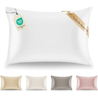Dreamzie Fronha de Almofada Seda 50 x 70 cm 100% Seda Natural 19 Momme Fronha de Almofada com Benefícios para o Cabelo e a Pele Antirrugas e Anti-ácaros Branco Dreamzie Fronha de Almofada Seda 50 x 70 cm 100% Seda Natural 19 Momme Fronha de Almofada com Benefícios para o Cabelo e a Pele Antirrugas e Anti-ácaros Branco