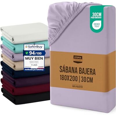 Utopia Bedding Lençol de Baixo 180x200x30 cm Lavanda Bolso Profundo Microfibra de Poliéster Escovada (Cama 160) Utopia Bedding Lençol de Baixo 180x200x30 cm Lavanda Bolso Profundo Microfibra de Poliéster Escovada (Cama 160)