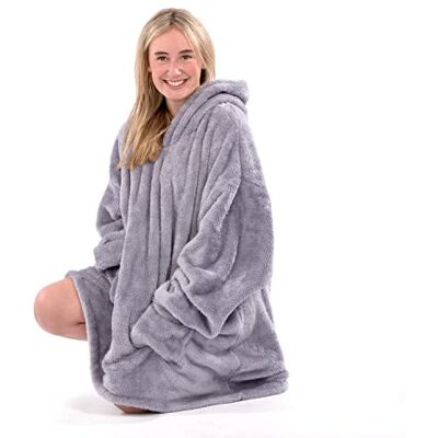 Snug Rug Manta camisola com capuz e forro polar sherpa para adultos, manta com capuz macio, confortável e de grandes dimensões com mangas para os braços que, camisola unissexo (cinzento lilás) Snug Rug Manta camisola com capuz e forro polar sherpa para adultos, manta com capuz macio, confortável e de grandes dimensões com mangas para os braços que, camisola unissexo (cinzento lilás)